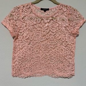 Baby pink lace crop top